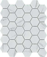 Emser Tile Elegan Series W95ELEGCA1113MH2M Porcelain Mosaic Tile, 13 in L Tile, 11 in W Tile, Pressed Edge, Calacata